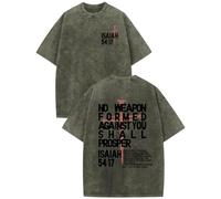 Weripoah Christian Jesus Shirts for Men Faith Religious Graphic Tees Vintage Oversized Acid Wash Tshirts God Shirt Streetwear, Army Green, Large
