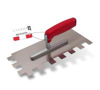 WERKFIT Professional Toothed Trowel Made of Stainless Steel 20 mm - Smoothing Trowel Serrated Rustproof - Toothed Spatula with Soft Grip - Eaves Made in Austria 280 x 130 mm (20 x 20 mm)