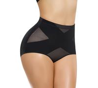 Werkiss Tummy Control Knickers Shapewear for Women Tummy Control Body Shaper High Waisted Tummy Tuck Slimming Underwear Shaping Briefs(#2 Black mix Beige-mid Waisted, M)