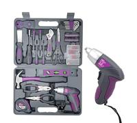 Werktough Pink Tool Kit 44PCS 4V Electric Screwdriver Ladies Tool Kit Set DIY Home Repair Set Toolbox Hand Tool Kit Storage Case Gift Set