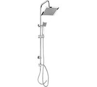 Werkzeyt Carballo SA330103 Shower System - Chrome-Plated - Square Shower & Hand Shower with 1 Jet Type - Anti-Limescale Function/Complete Shower Set with Riser Pipe