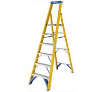 Werner Fibreglass Platform Stepladder 6 Tread, Yellow