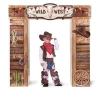 WERNNSAI 14 PCS Western Party Decorations - West Cowboy Cardboard Castle Playhouse Large Wild West Cardboard House with Arch Easy Castle for Kids Boys Birthday Baby Shower Party Decor 55" x 58.2"