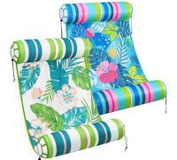 WERNNSAI 2 Pieces Floating Bed - Inflatable Hammock for Adults Green Plants Floating Sun Lounger 4-in-1 Saddle Armchair Hammock Drifter Fabric Pool Lounger for Pool on the Beach Party