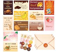 WERNNSAI 24 Employee Appreciation Cards Thank You Cards with Envelopes & Stickers 10 x 15cm Staff Appreciation Cards Printed with 12 Styles Food for Coworkers Employee Gratitude Appreciation