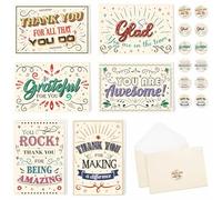 WERNNSAI 24 Employee Appreciation Cards - Thank You Cards with Envelopes & Stickers 6 Designs Colorful Encouragement Cards for Hand Written 10 x 15cm Gratitude Cards for Appreciation Recognition