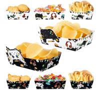 WERNNSAI 24 PCS Game Food Trays - Video Game Birthday Decorations Gaming Paper Trays Snack Popcorn Nacho Boats for Kids Boys Game Fans Party Supplies