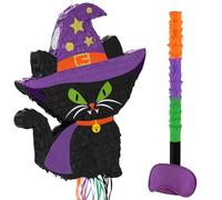 WERNNSAI Black Cat Pinata - Halloween Party Decorations Cat Pinata with Blindfold Stick for Kids Adults Halloween Game Trick or Treat Supplies October Holiday Party Decoration Yard