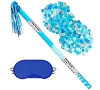 WERNNSAI Blue Pinata Stick with Blindfold and Confetti - 76cm Sturdy Extended Large Pinata Stick Set Piñata Stuffers Fillers for Birthday Party Supplies Pool Ocean Fun Theme Party