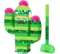 WERNNSAI Cactus Pinata - Mexican Tropical Hawaiian Pinata Fiesta Party Decorations with Stick and Blindfold Cinco de Mayo Supplies Summer Luau Taco Bar Decor Green Cactus Photo Prop