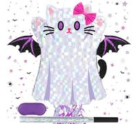 WERNNSAI Cat Ghost Pinata Halloween Bat Wings Themed Party Decorations | Dual-Mode Pull String Cat Ghost Pinata Cute Bat Wing Design for Halloween Themed Party Supplies