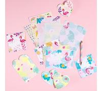 WERNNSAI Children's Writing Paper Set Girls Writing Paper with Envelope Children's Writing Paper Writing with Envelopes, Greeting Cards, Stickers, Pen Flamingo Girls Gift