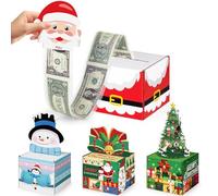 WERNNSAI Christmas Money Boxes for Cash Gift - 4PCS Christmas Surprise Cash Box Set for Kids Adults with Santa Snowman Xmas Tree Jingle Bell Designs Pull Out Cards for Holiday Birthday Gift Supplies