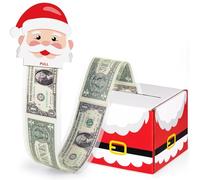 WERNNSAI Christmas Money Gift Box - Christmas Surprise Box for Cash Gift Santa Pull Out Card and 50 Pcs Transparent Bags for Xmas Money Box Fun Way to Give Cash