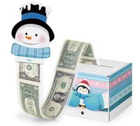 WERNNSAI Christmas Snowman Money Gift Box - Christmas Surprise Box for Cash Gift Blue Snowman Pull Out Card and 50 Pcs Transparent Bags for Xmas Money Cardboard Box Fun Way to Give Cash