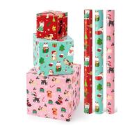 WERNNSAI Christmas Wrapping Papers - 3 Rolls 43 cm x 305 cm Christmas Dog Wrapping Papers Kids Xmas Gift Wrap Red Holiday Wrapping Paper New Year Favor Decor Wrap Red Green