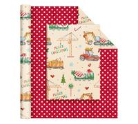 WERNNSAI Construction Christmas Wrapping Paper Roll - 1 Roll 43cm x 10m Merry Christmas Wrapping Paper Truck Gift Wrap for Kids Boys Holiday Decoration with Santa Hats Tree Design