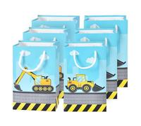 WERNNSAI Construction Party Favor Bags - 16PCS Construction Birthday Party Supplies for Boys Kids Dump Truck Gift Bags for Birthday Baby Shower Supplies Excavator Candies Treats Goodies with Handle