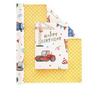 WERNNSAI Construction Wrapping Paper -1 Roll Digger Tractor Wrapping Paper Boys Birthday Wrap Paper Yellow Kids Present Favor Decoration Polka Dot Design 43.2cm x 10m