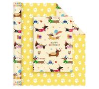 WERNNSAI Dachshund Wrapping Paper 17 In x 33 Ft Yellow Puppy Dog Gift Wrap