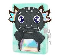 WERNNSAI Diary with Lock for Children Boys A5 Axolotl Plush Notebook for Writing Drawing Birthday Christmas Gift for Boys Children