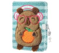 WERNNSAI Diary with Lock for Children Girls, A5 Capybara Plush Notebook for Writing & Drawing, Birthday Christmas Gift for Girls Children