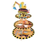 WERNNSAI Digger Cake Stand - Construction Sites Birthday Cake Decoration Boy Children's Birthday Construction Site Cake Decoration 3-Tier Cardboard Cupcake Stand Birthday Party Dessert Plate Muffin