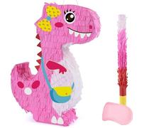 WERNNSAI Dinosaur Pinata - Pink Dinosaur Birthday Party Supplies Pinata Bundle with a Blindfold and Bat for Girls Kids Dino Party Game Activity Decoration