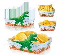 WERNNSAI Dinosaur Snack Tray - 24 Pieces Pack Dino Birthday Decoration Accessories Children Boys Children's Birthday Dinosaur Popcorn Nachos Serving Trays Paper Snack Decoration Dino Muffin Mould