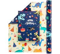 Wernnsai Dinosaur Wrapping Paper - 1 Roll, 43.2cm x 10m, Reversible, Polka Dot Design for Kids' Dino Birthday Parties