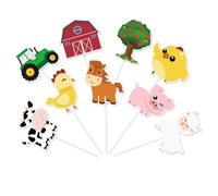 WERNNSAI Farm Cupcake Topper - 36 PCS Farm Animals Cake Topper Party Decorations for Kids Birthday Baby Shower Barnyard Cartoon Cupcake Topper Picks Party Supplies