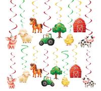 WERNNSAI Farm Party Decorations - Farm Animal Hanging Swirl Streamers for Kids Birthday & Baby Shower Parties