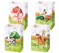 WERNNSAI Farm Party Gift Bags - 16PCS Farm Animal Party Favor Bags with Handles for Kids Barnyard Theme Birthday Supplies Farmhouse Goody Bags Candy Storage Bags for Birthday Baby Shower Decoration