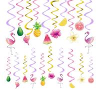 WERNNSAI Flamingo Hanging Swirls - 20 PCS Tropical Hawaiian Party Decorations for Luau Party Ceiling Decorations for Summer Birthday Party Decor Celebration Bridal Shower