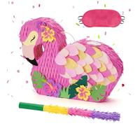 WERNNSAI Flamingo Pinata - Pink Bundle with Blindfold and Bat for Girls' Tropical Theme Birthday Party Supplies & Summer Pool Decor
