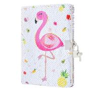 WERNNSAI Flamingo Sequins Notebook - Reversible Journals Unique Gift for Adults Girls Travel School Office A5 Secret Diary Notebooks with Locks and Keys