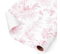 WERNNSAI Floral Wrapping Paper Roll - 1 Roll 17” x 33 ft Pink Flower Wrapping Paper Vintage Floral Gift Wrap with Cut Lines for Women Girls Birthday Gift Decor Wedding Bridal Shower Mothers Day