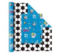 WERNNSAI Football Wrapping Paper Blue Soccer Gift Paper for Men Boys