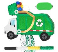 WERNNSAI Garbage Truck Pinata - Car Birthday Decorations Trash Truck Pinata with Blindfold and Stick for Educational Birthday Party Anniversary Community Waste Sorting Theme Decoration