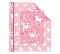 WERNNSAI Gift Wrapping Paper Roll - 1 Roll 17” x 33 ft Kids Birthday Wrapping Paper for Girls (Watercolor Unicorn)