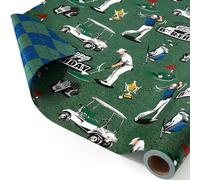 WERNNSAI Golf Wrapping Paper Roll - 1 roll Double-Sided Golf Gift Wrap for Men Dad Grandpa Birthday Wrapping Paper Green and Blue Tartan Plaid Present Wrap for Sports Club Member 43cm x 10m