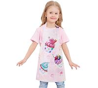Wernnsai Kids Aprons - Cupcake Kids Art Aprons for Girls, Waterproof Toddler Chef Aprons for Cooking, Baking, Painting, Gardening, Adjustable Bib Apron with Pocket
