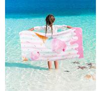WERNNSAI Kids Beach Towel for Girls - 76 x 150cm Ice Cream Sand Free Swim Towels for Girls Bath Pool Camping Travel Towel Quick Dry Ultra Absorbent Super Soft Beach Blanket Bath Shower Towel