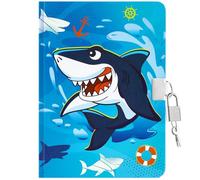 WERNNSAI Kids Diary Boys Shark Journal - Kids Luminous Journal Boys Shark Diary School Private Diaries A5 Lined Memos Writing Drawing Notepad with Lock and Keys, Notebook Birthday Gift