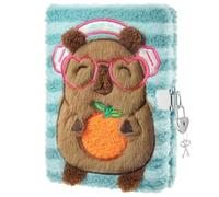 WERNNSAI Kids Plush Capybara Diary for Girls - Kids Secret Diary with Lock and Key Girls Cute Journal School A5 Lined Notebooks for Writing Drawing Christmas Birthday Gift for Girl
