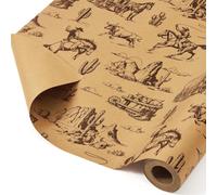 WERNNSAI Kraft Western Cowboy Wrapping Paper 1 Roll 17in x 33ft Gift Wrap