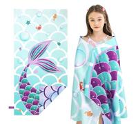 WERNNSAI Mermaid Beach Towel for Children, 76 x 150 cm, Microfibre Bath Towel, Girl, Beach Towel for Bathing, Lightweight and Quick-Drying, Super Soft, Absorbent, Children's Pool, Travel, Swimming