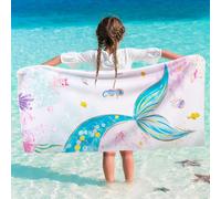 WERNNSAI Mermaid Kids Beach Towel - 76 x 150cm Microfiber Mermaid Sand Free Towels for Girls Bath Pool Camping Travel Towel Quick Dry Ultra Absorbent Super Soft Beach Blanket Bath Shower Towel