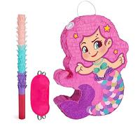 WERNNSAI Mermaid Pinata - Mermaid Birthday Party Decorations Girls Pinata with Bat and Blindfold for Girls Kids Birthday Party Games Under the Sea Decor Summer Activities
