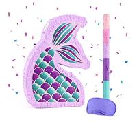 WERNNSAI Mermaid Pinata - Mermaid Party Supplies Pinata Bundle with Blindfold and Bat for Girls Kids Ocean Theme Birthday Party Game Carnival Activity Decorations (42 x 30 x 7.5cm)